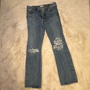 AGOLDE high-rise straight-leg distressed denim jeans - Size 28